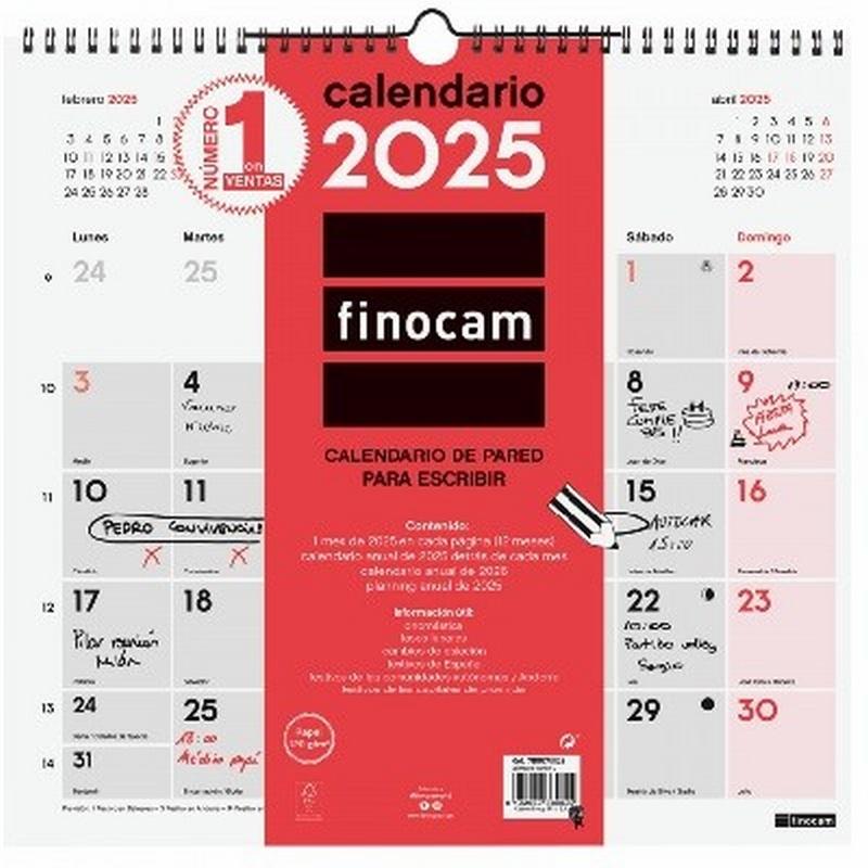 CALENDARIO ANUAL FINOCAM 2025 PARED PARA ESCRIBIR L 34x31 CMS. (780070025) - CALENDARIO PARED L 34*31 ESCRIBIR