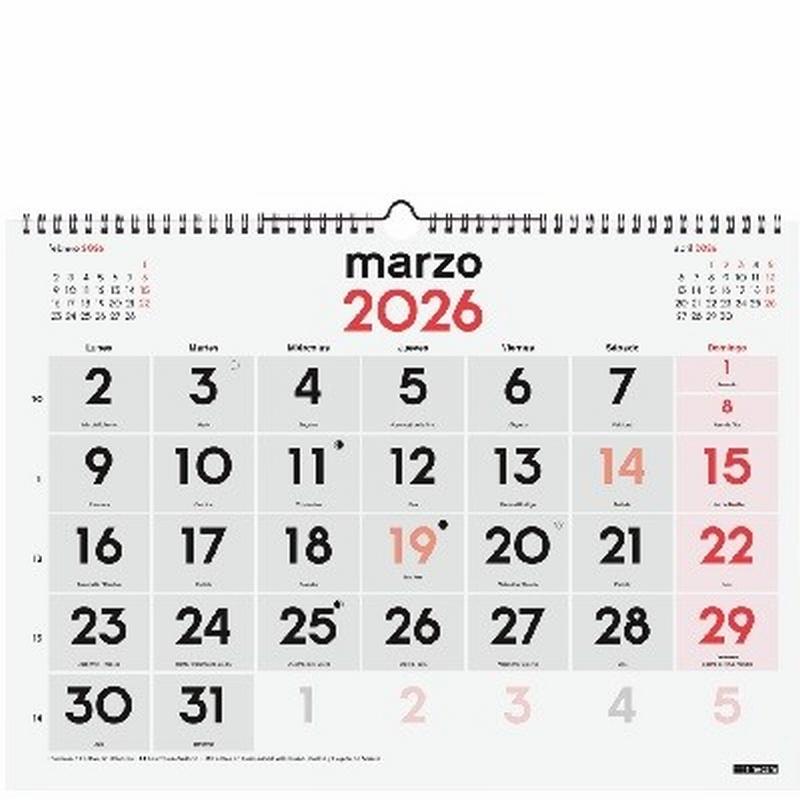CALENDARIO ANUAL FINOCAM 2026 PARED NUMEROS GRANDES L 43x31 CMS. (780010026) - CALENDARIO PARED L 43*31 NUM.GRANDES