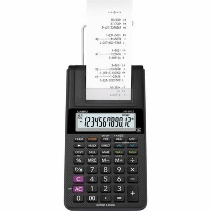 CALCULADORA IMPRESORA CASIO HR-8 RCE 12 DIGITOS CON PAPEL (HR-8 RCE) DE CASIO - CALC.CASIO PAPEL 12DIG.HR8 RCE