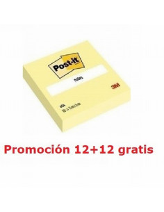 BLOC DE NOTAS ADHESIVAS POST-IT DE QUITA Y PON 76X76 MM. (654) - POSTI 76*76 AM 3M 654