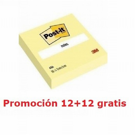 BLOC DE NOTAS ADHESIVAS POST-IT DE QUITA Y PON 76X76 MM. (654) - POSTI 76*76 AM 3M 654