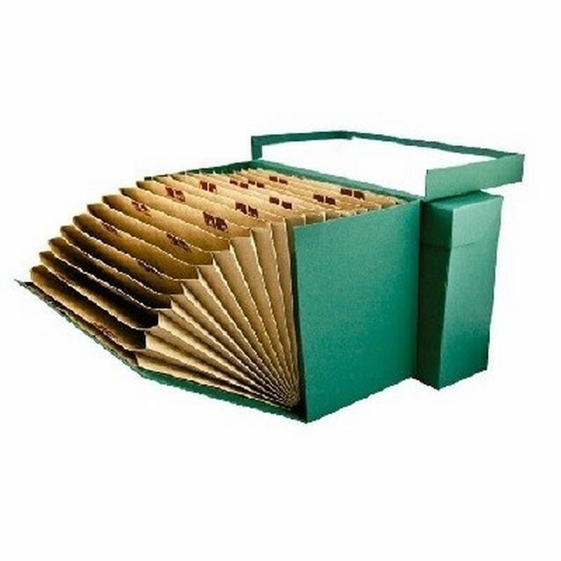 CAJA TRANSFERENCIA MARIOLA CARTON FORRADO EN GELTEX CON ACORDEON A·Z / 1-31 (1680VE) - CAJ.TRANSFERENCIA FO.ACORDEON.