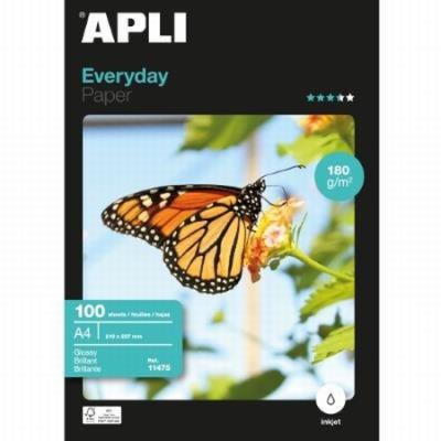 PAPEL FOTOGRAFICO APLI GLOSSY EVERYDAY DIN A4 PACK 100...
