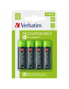 PILA VERBATIM AA RECARGABLE BLISTER CON 4 UNIDADES (49517) - PILA ALCALINA LR06-AA 1,5V RECARGAB.CJ4
