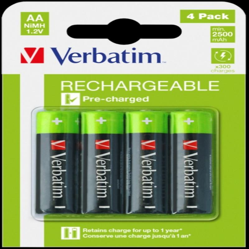 PILA VERBATIM AA RECARGABLE BLISTER CON 4 UNIDADES (49517) - PILA ALCALINA LR06-AA 1,5V RECARGAB.CJ4