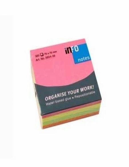 BLOC DE NOTAS ADHESIVAS INFONOTES QUITA Y PON 75X75 MM FLUORESCENTE CON 100 HOJAS (5654-39-PK1-B) - POSTI INFONOTES/APLI 75*75