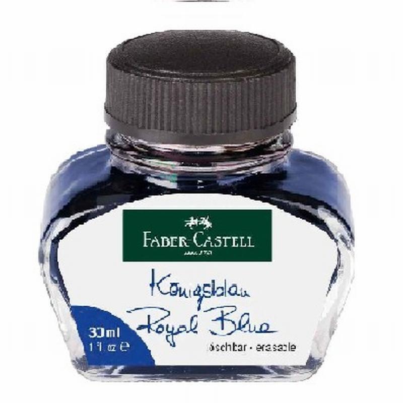 TINTERO FABER-CASTELL BOTE DE CRISTAL 30ML AZUL REAL BORRABLE (149839) - TINTERO PLUMA FABER 30ML.AZ