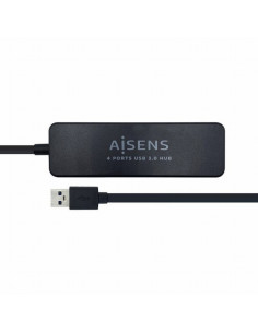HUB AISENS USB 2.0 TIPO A MACHO A 4XTIPO A HEMBRA NEGRO 30CM (A104-0402) - HUB AISENS 4 PUERTOS USB 2.0