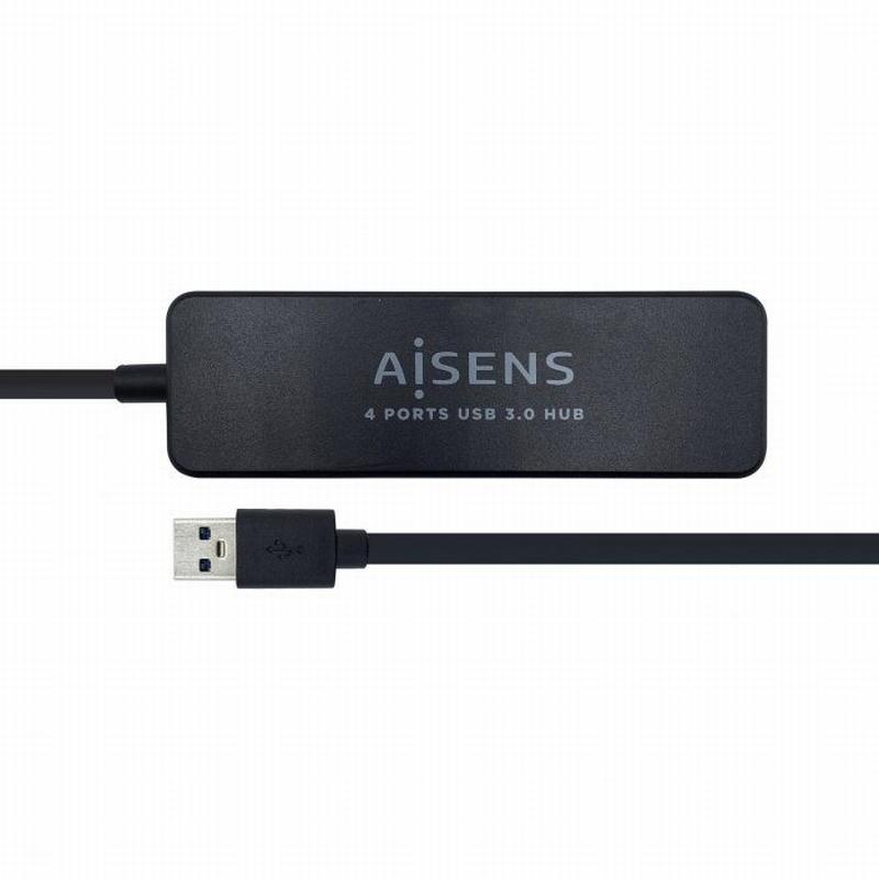 HUB AISENS USB 2.0 TIPO A MACHO A 4XTIPO A HEMBRA NEGRO 30CM (A104-0402) - HUB AISENS 4 PUERTOS USB 2.0