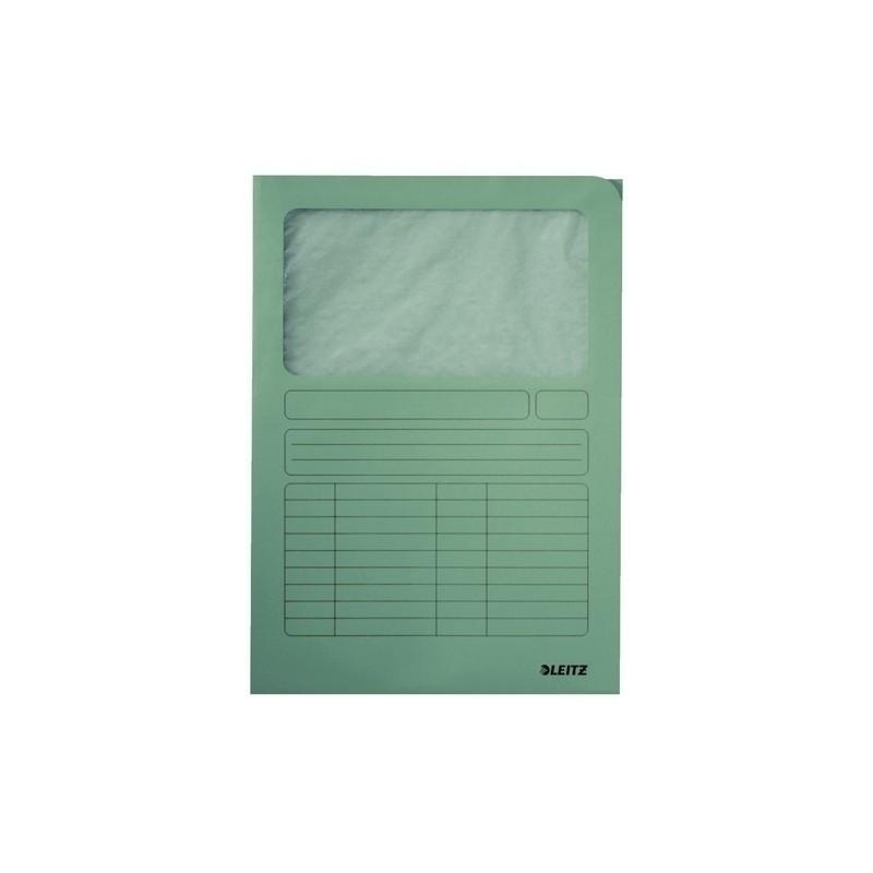 SUBCARPETA LEITZ VENTANA DIN A4 140 GRAMOS 100 UNIDADES VERDE (39500350) - SUBCARP.VENTANA VE