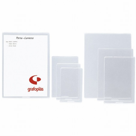 FUNDA GRAFOPLAS PVC PIEL NARANJA 200 MICRAS CON REBAJE SUPERIOR TAMAÑO DNI 60X88MM TRANSPARENTE (05900000)