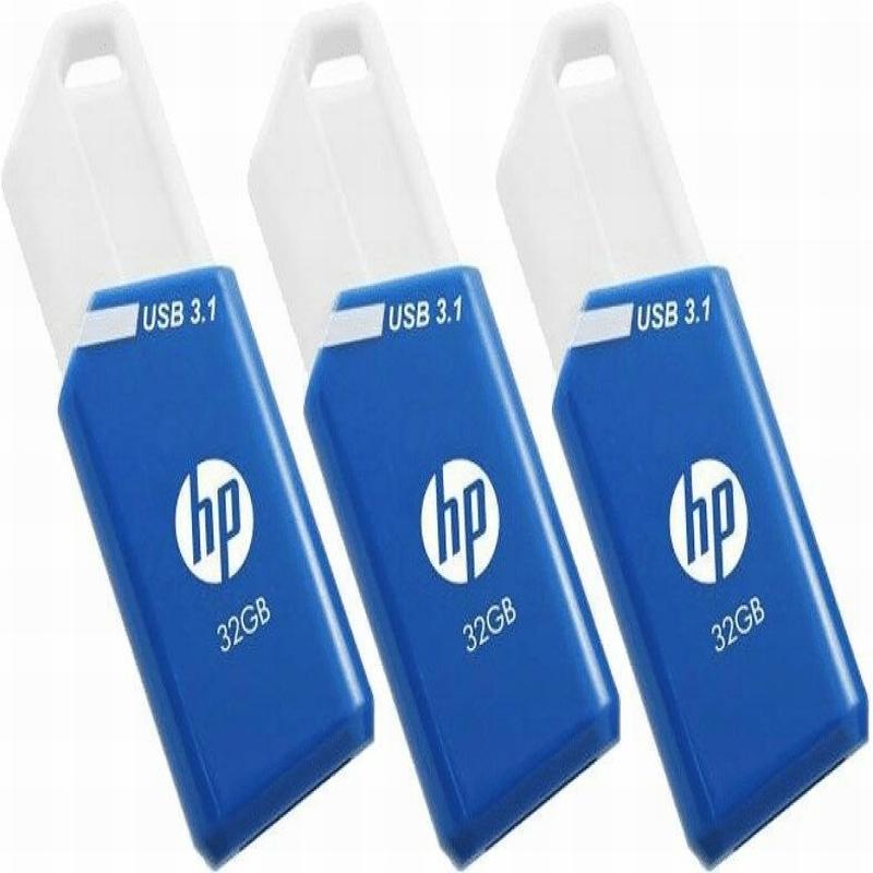 PEN DRIVE HP X755W 32GB RETRÁCTIL USB 3.1 C/RANURA PARA COLGAR AZUL PACK DE 3 UNIDADES (HPFD755W32X3-GE)