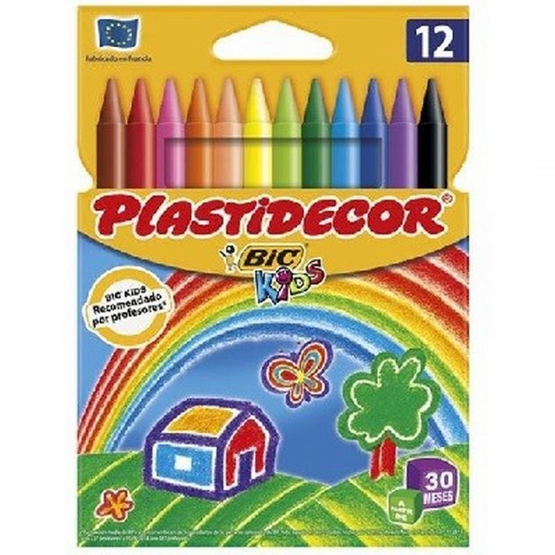 LAPICES CERA PLASTIDECOR CAJA DE 12 COLORES SURTIDOS (8757702) - PLASTIDECOR 12 COLORES