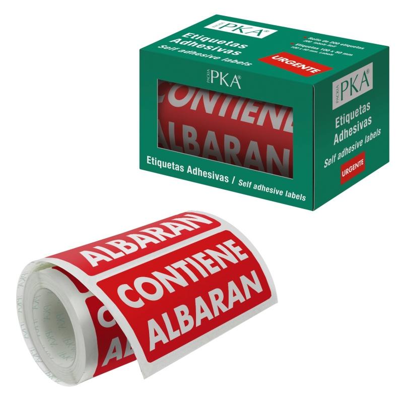 ETIQUETAS ADHESIVAS DOHE CONTIENE ALBARAN 100X50 MM. ROLLO 200 UNIDADES (16410) - ETIQ.ADH.CONTIENE ALBARAN 200U