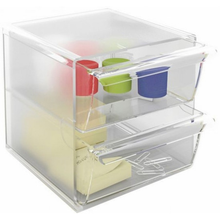 ARCHICUBO ARCHIVO 2000 2 CAJONES ORGANIZADOR MODULAR PLASTICO TRANSPARENTE 190X150X150 MM (6702 CS TP)