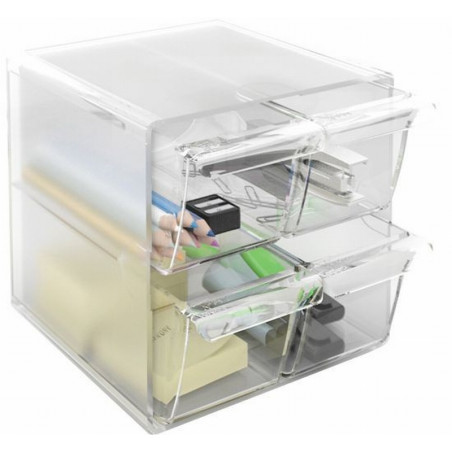 ARCHICUBO ARCHIVO 2000 4 CAJONES ORGANIZADOR MODULAR PLASTICO TRANSPARENTE 190X150X150 MM (6704 CSC TP)