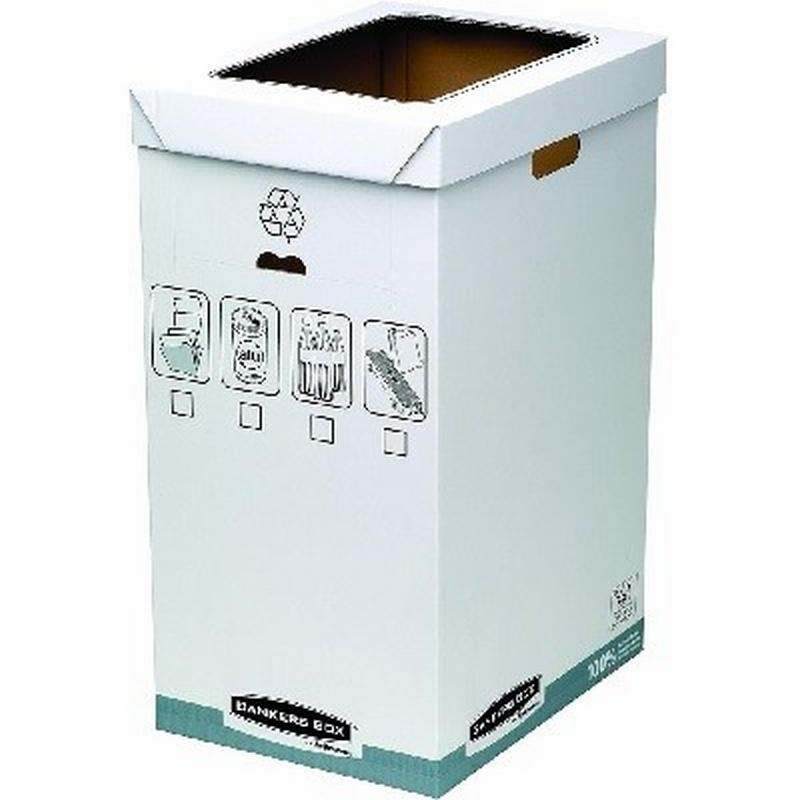 PAPELERA RECICLAJE FELLOWES CARTON DOBLE 100% RECICLADO MONTAJE MANUAL ENTRADA SUPERIOR 69 LITROS (193201)