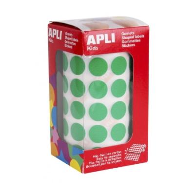 ETIQUETAS APLI -GOMET- REDONDAS Ø 15 MM VERDES ROLLO DE...