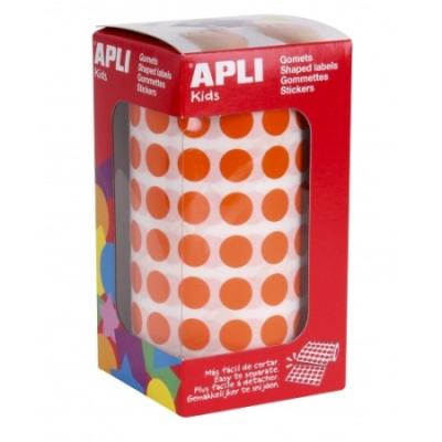 ETIQUETAS APLI -GOMET- REDONDAS Ø 10,5 MM NARANJAS ROLLO...