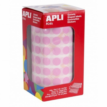 ETIQUETAS APLI -GOMET- REDONDAS Ø 10,5 MM ROSAS ROLLO DE 5192 UNIDADES (11479) - GOMET REDONDO 10,5MM.RS.5192U