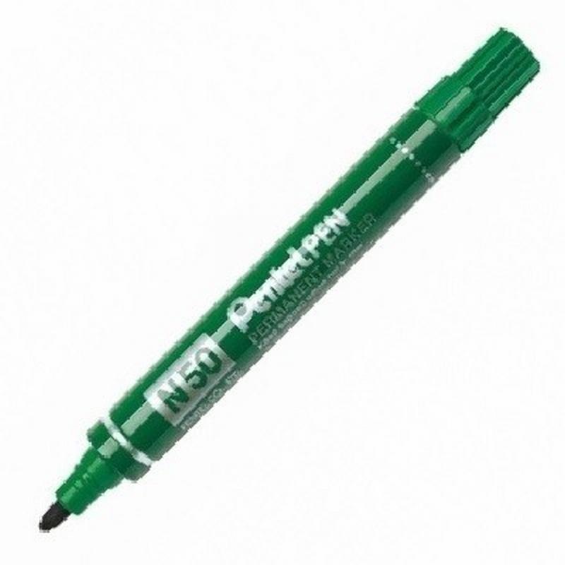 ROTULADOR PENTEL N50 PERMANENTE ALUMINIO PUNTA REDONDA COLOR VERDE (N50-PENTEL-D) - ROT.PENTEL N50 VE PERMANENT PUNTA REDONDA