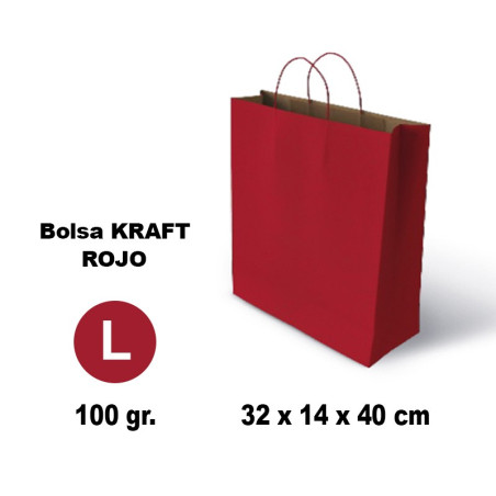 BOLSA KRAFT GRAFOPLAS ASA RETORCIDA 320X140X400 MM ROJA (60322151) - BOLSA C/ASA KRAFT-ROJO 32*14*40