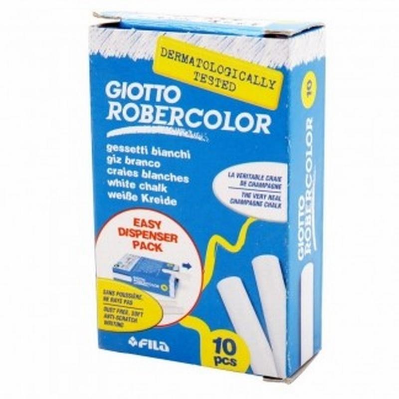 TIZA GIOTTO ROBERCOLOR ANTIPOLVO BLANCA CAJA DE 10 UNIDADES (F538700) - TIZAS BLANCAS REDONDAS CJ10