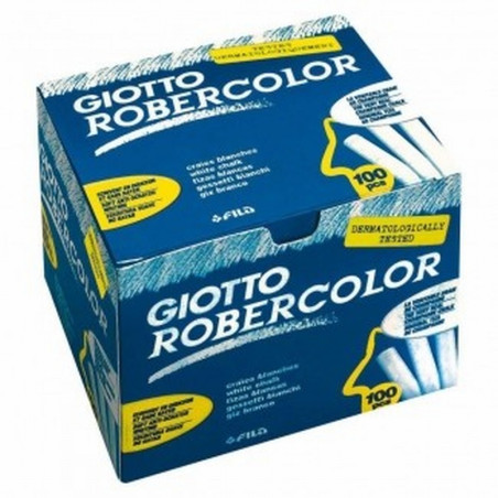 TIZA GIOTTO ROBERCOLOR ANTIPOLVO BLANCA CAJA DE 100 UNIDADES (F538800) - TIZAS BLANCAS REDONDAS CJ100