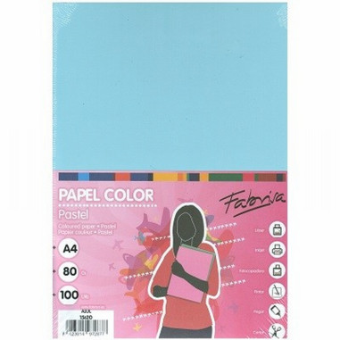PAPEL COLOR FABRISA DIN A4 80G/M2 AZUL PAQUETE DE 100 HOJAS (15618) - PAP.AZ 80GR.PQ100H
