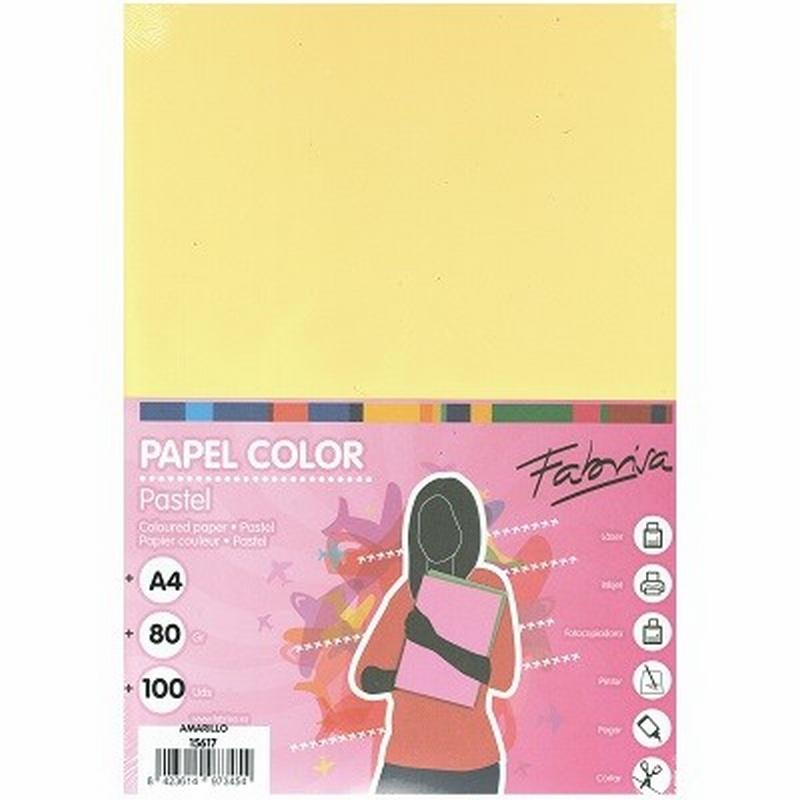 PAPEL COLOR FABRISA DIN A4 80G/M2 AMARILLO PAQUETE DE 100 HOJAS (15617) - PAP.AM 80GR.PQ100H.