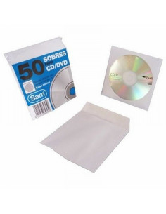 SOBRE SAM PARA CD / DVDS. BLANCO 90 GRS. VENTANA PLASTIC0 108 DIAMETRO 125X125 ENGOMADO AUTOADHESIVO (664897)