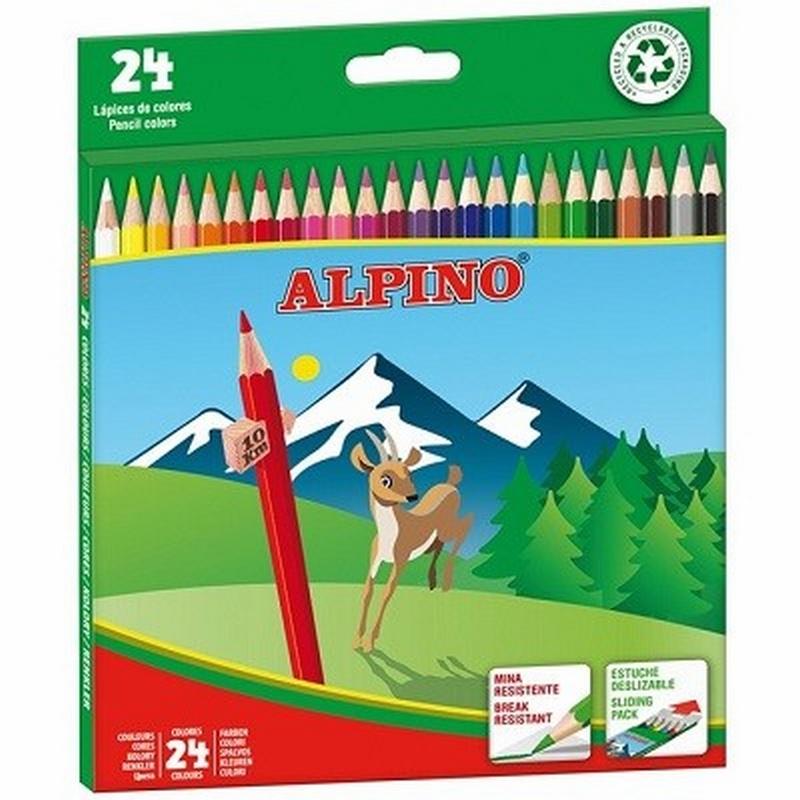 LAPICES DE COLORES ALPINO 654 CAJA DE 24 COLORES LARGOS (AL010658) - PINTURAS COLOR ALPINO CAJA 24 AL010658