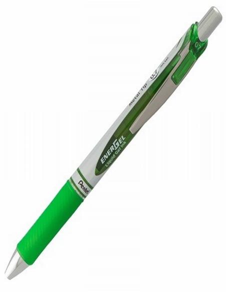 ROTULADOR ROLLER PENTEL ENERGEL DE LUXE RETRACTIL 0,7 MM TINTA GEL VERDE FLUOR (BL77-Pentel-K) - ROT.PENTEL GEL ENERGEL LUXE