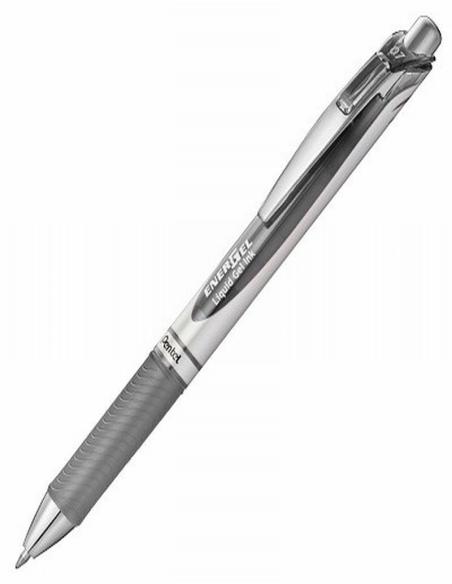 ROTULADOR ROLLER PENTEL ENERGEL DE LUXE RETRACTIL 0,7 MM TINTA GEL GRIS (BL77-Pentel-N) - ROT.PENTEL GEL ENERGEL LUXE GRIS