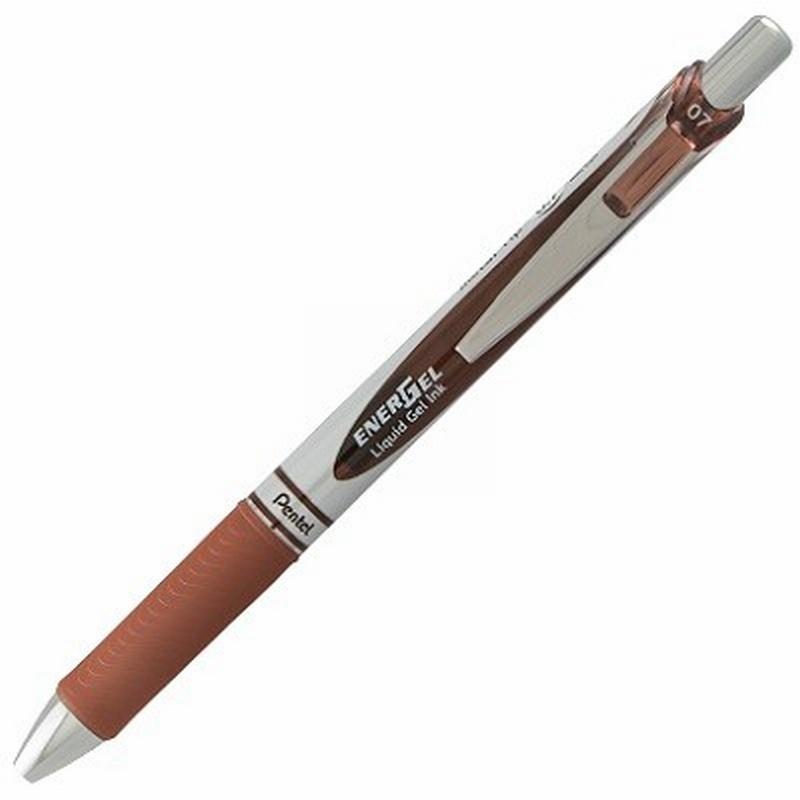 ROTULADOR ROLLER PENTEL ENERGEL DE LUXE RETRACTIL 0,7 MM TINTA GEL MARRON - (BL77-Pentel-E) - ROT.PENTEL GEL ENERGEL LUXE MARRON