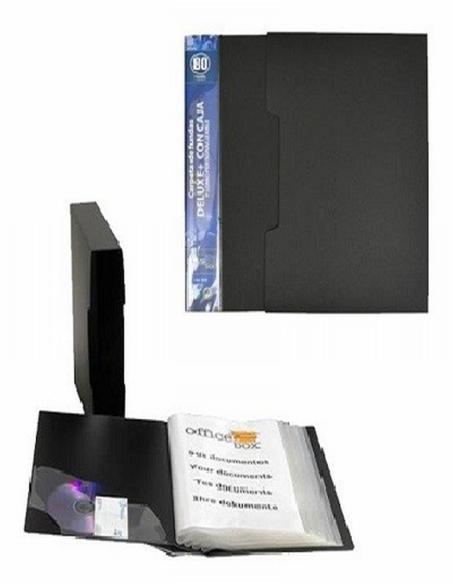 CARPETA OFFICE BOX DELUXE DIN A4 80 FUNDAS CON CAJETIN NEGRO (8068) - CARP.80 FUNDAS A4 C/CJ OFFICE BOX 8068
