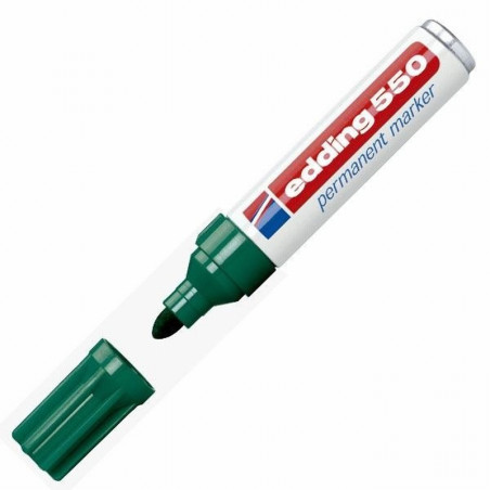 ROTULADOR EDDING MARCADOR PERMANENTE 550 PUNTA REDONDA 3-4 MM RECARGABLE VERDE (550-04) - ROT.EDDING 550 VE.