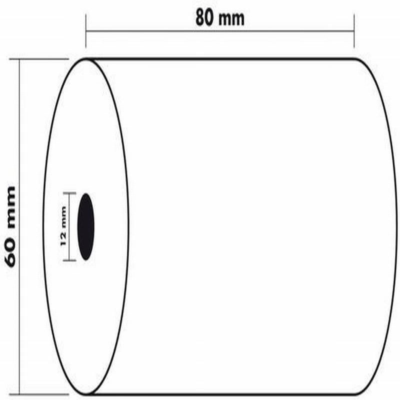 ROLLO TERMICO 80 MM ANCHO X 60 MM DIAMETRO X 12 MM DIAMETRO INTERIOR SIN BISFENOL - PAP.CALCU.TERMICO 80*60*12