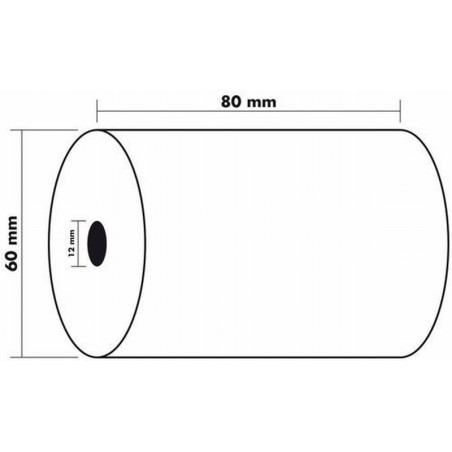 ROLLO TERMICO 80 MM ANCHO X 60 MM DIAMETRO X 12 MM DIAMETRO INTERIOR SIN BISFENOL - PAP.CALCU.TERMICO 80*60*12