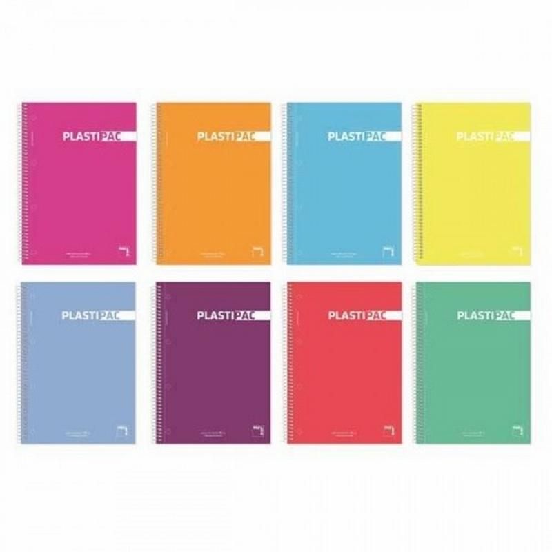 CUADERNO PACSA PREMIUM TAPA POLIPROPILENO TRANSLUCIDO A5 NATURAL 100 HOJAS DE 5 COLORES DE 90 GRS. CUADRICULA 4X4 (16685)