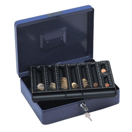 CAJA CAUDALES ARTES 300X240X90 MM CON BANDEJA PORTAMONEDAS (SR-9135) - CAJ.FUERTE C/BAND.300*240*90 AZUL