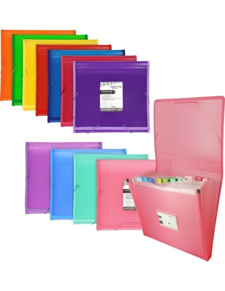 CARPETA FUELLE FOLIO GRAFOPLAS POLIPROPILENO TRASLUCIDO FUELLE 13 DIVISIONES COLORES SURTIDOS (02963199)