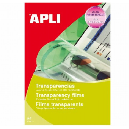 ETIQUETAS APLI A4 TRANSPARENTES INKJET 210x297 10H. (10290) - ETIQ.INKJET 210*297 TRANSP.PQ.10HJ. **