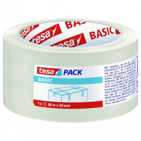 PRECINTO TESA BASIC ACRILICO PP TRANSPARENTE 66 MT X 50 MM PARA EMBALAR (58570-00000-00) - PRECINTO TESA 66x50 TRANSP