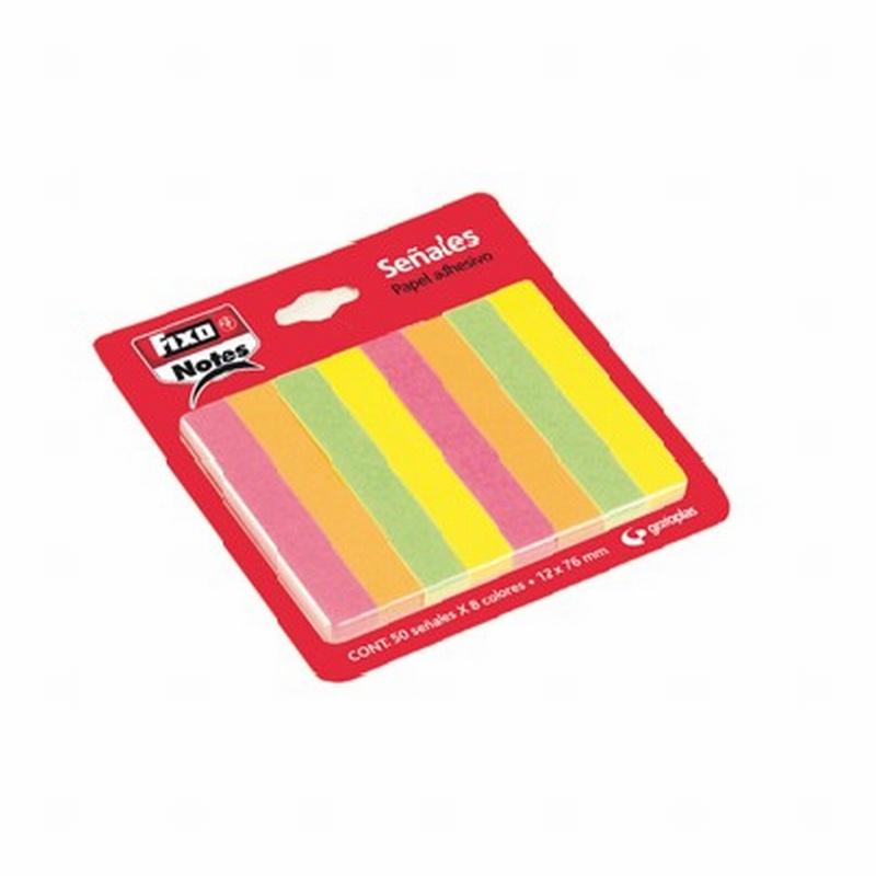PUNTOS DE PAGINA FIXO NOTES 12X76 MM. PAPEL BLISTER 8 BLOCKS 50 UNIDADES POR COLOR NEON (65005280) - PUNTOS DE PAGINA 12*76