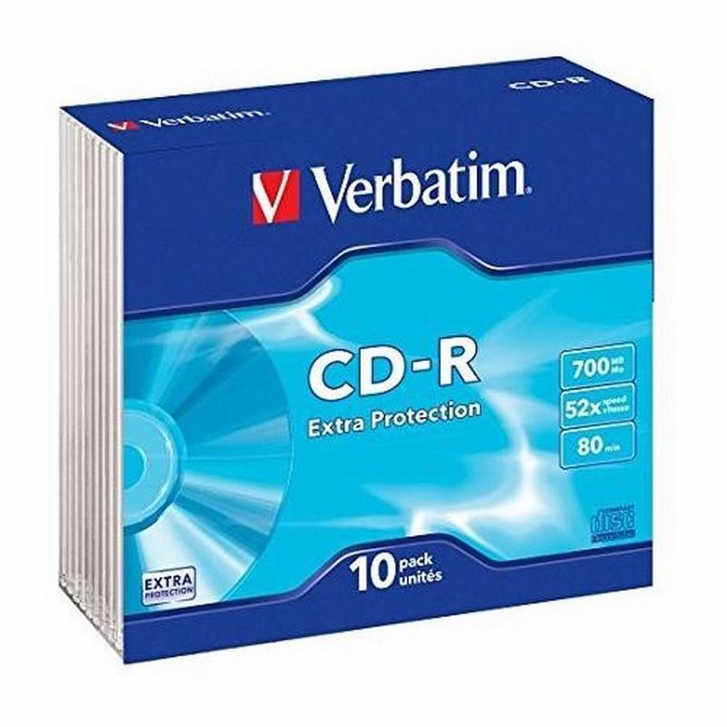 CD-ROM VERBATIM EXTRA PROTECCION CAPACIDAD 700MB VELOCIDAD 52X 80 MIN CAJA SLIM (43415) - CD ROM 700Mb.80 MIN.UNIDAD