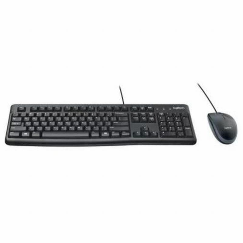 SET LOGITECH TECLADO ESTANDAR + RATON DESKTOP MK120 CABLE USB ANTISALPICADURAS QWERTY ESPAÑOL NEGRO (920-002550)