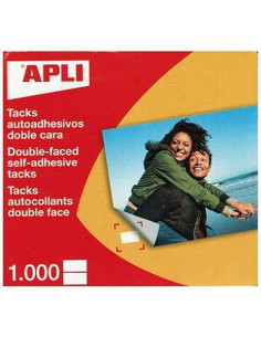 TACKS AUTOADHESIVOS APLI 12 X 16 MM 1.000 UNIDADES (114) - TACK ADH.DOBLE CARA 12*16 CJ1000