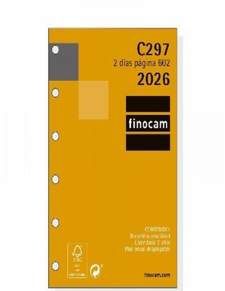 RECAMBIO ANUAL 2026 FINOCAM MINI 2 DIAS/PAGINA C297 (201280026) - RECAMB.AG.AÑO 2D/PG.6ANI.73*114 C297
