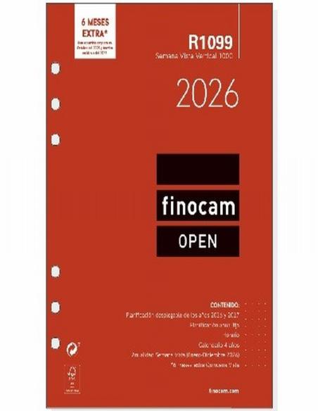RECAMBIO ANUAL 2026 FINOCAM OPEN 1000 SEMANA VISTA VERTICAL R1099 (711520026) - RECAMB.AG.AÑO S/VV 155*215 R1099